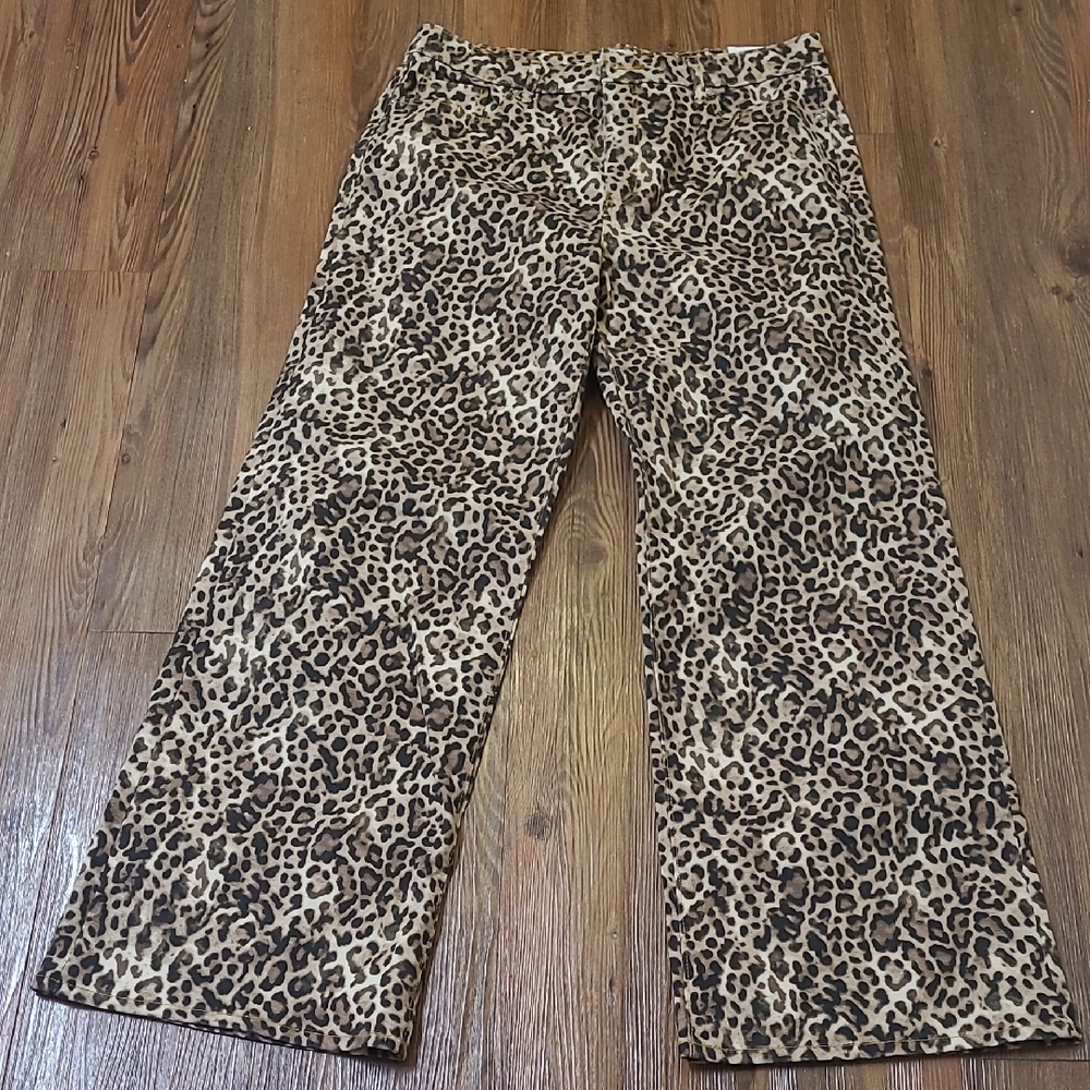 LOFT Leopard Print Wide Leg‎ Jeans - Tan & Black